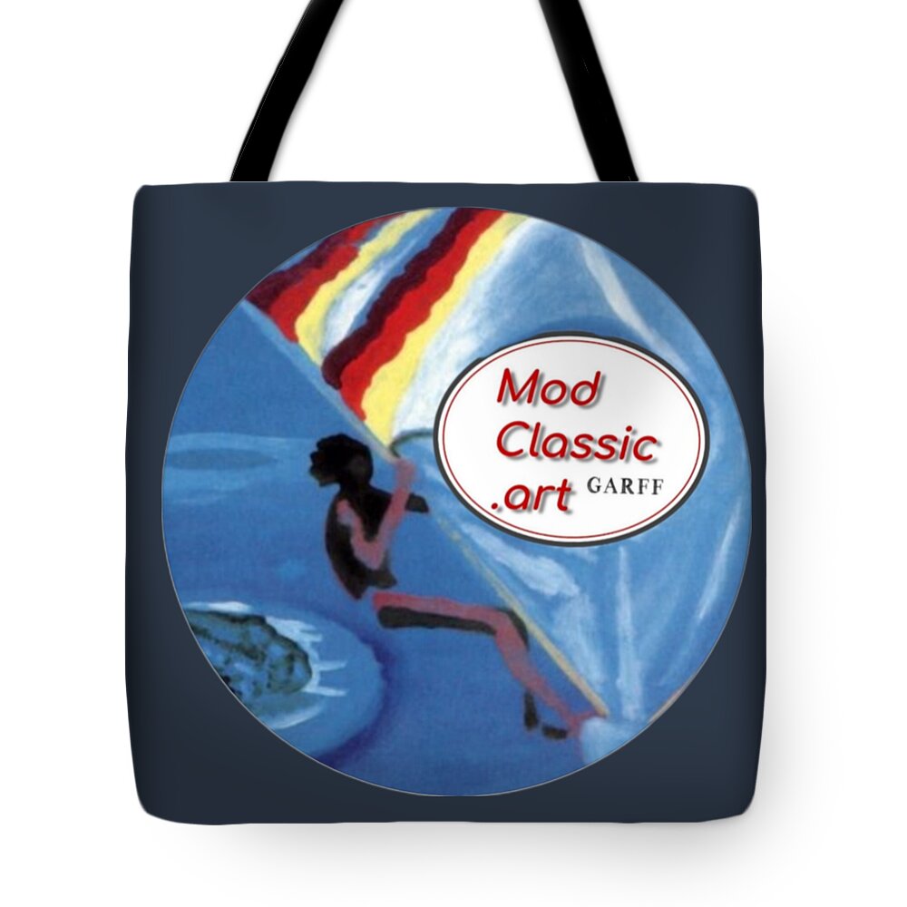 Windsurfer Tote Bag featuring the painting Flying Windsurfer ModClassic Art by Enrico Garff