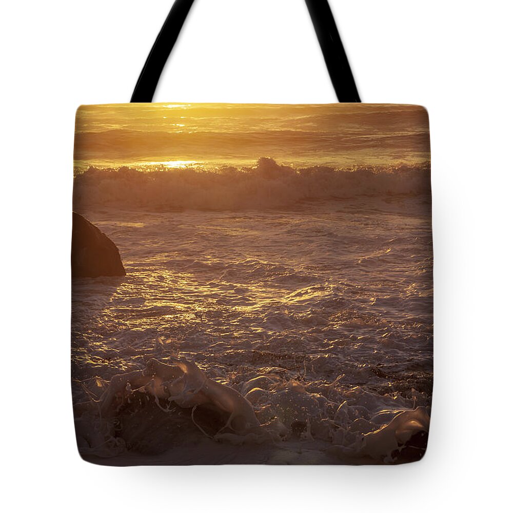 Crashing Waves Tote Bag featuring the photograph Foaming Surf by Irwin Barrett