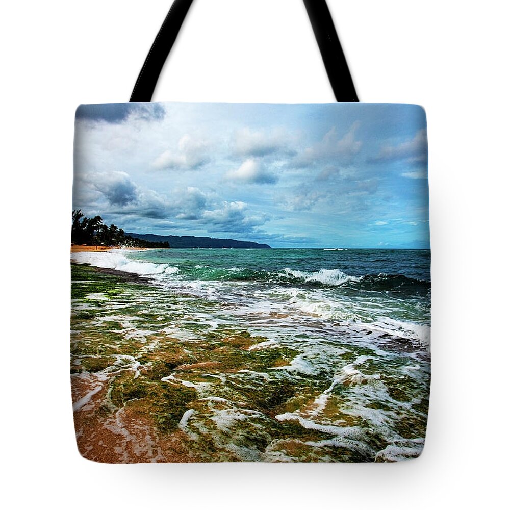 Turtle Beach Tote Bag featuring the photograph Foamy Turtle Beach by Anthony Jones