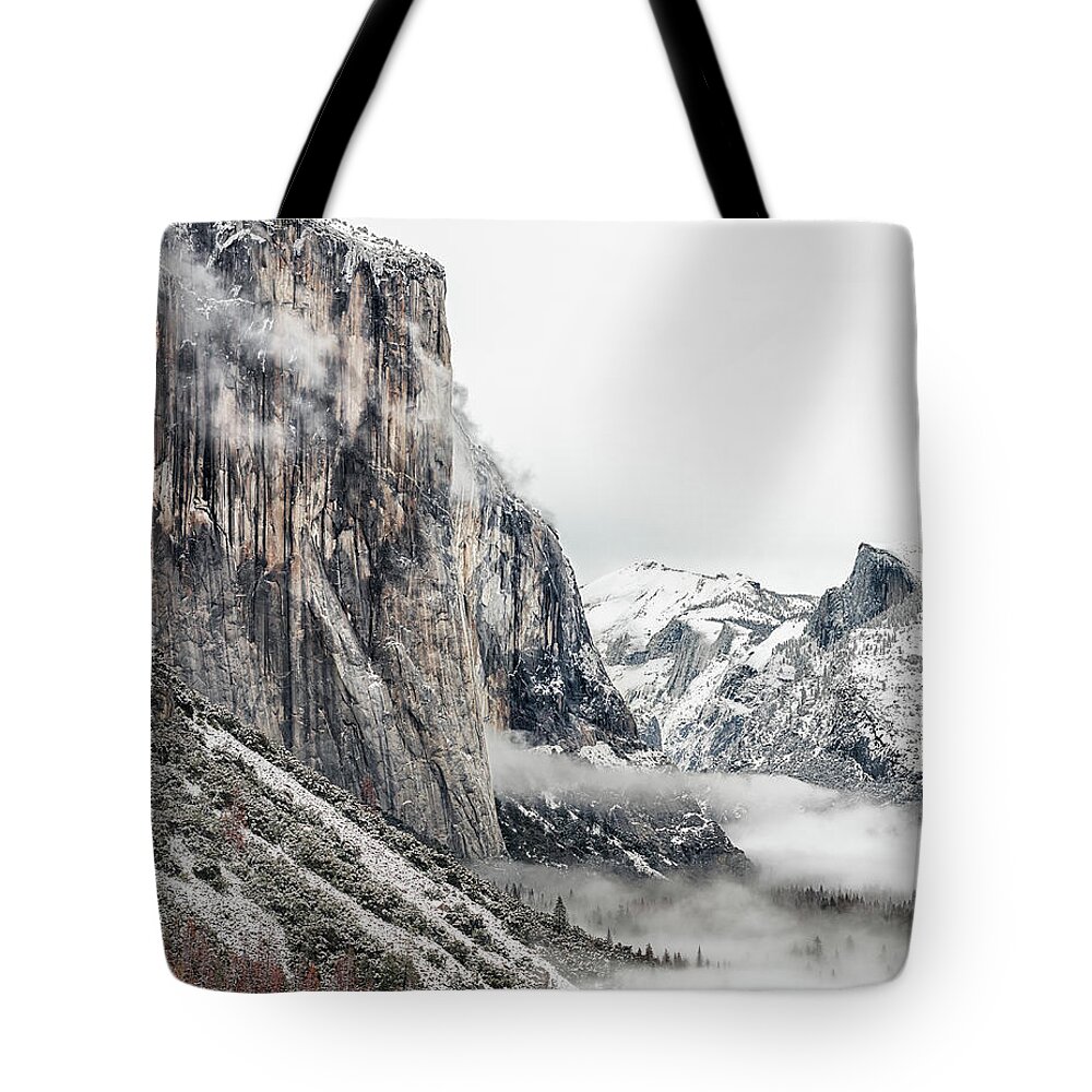 California Tote Bag featuring the photograph Foggy morning El Capitan by Rudy Wilms
