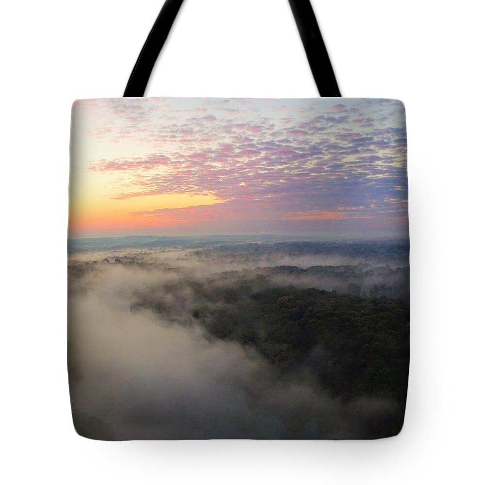  Tote Bag featuring the photograph Foggy Sunrise by Brad Nellis