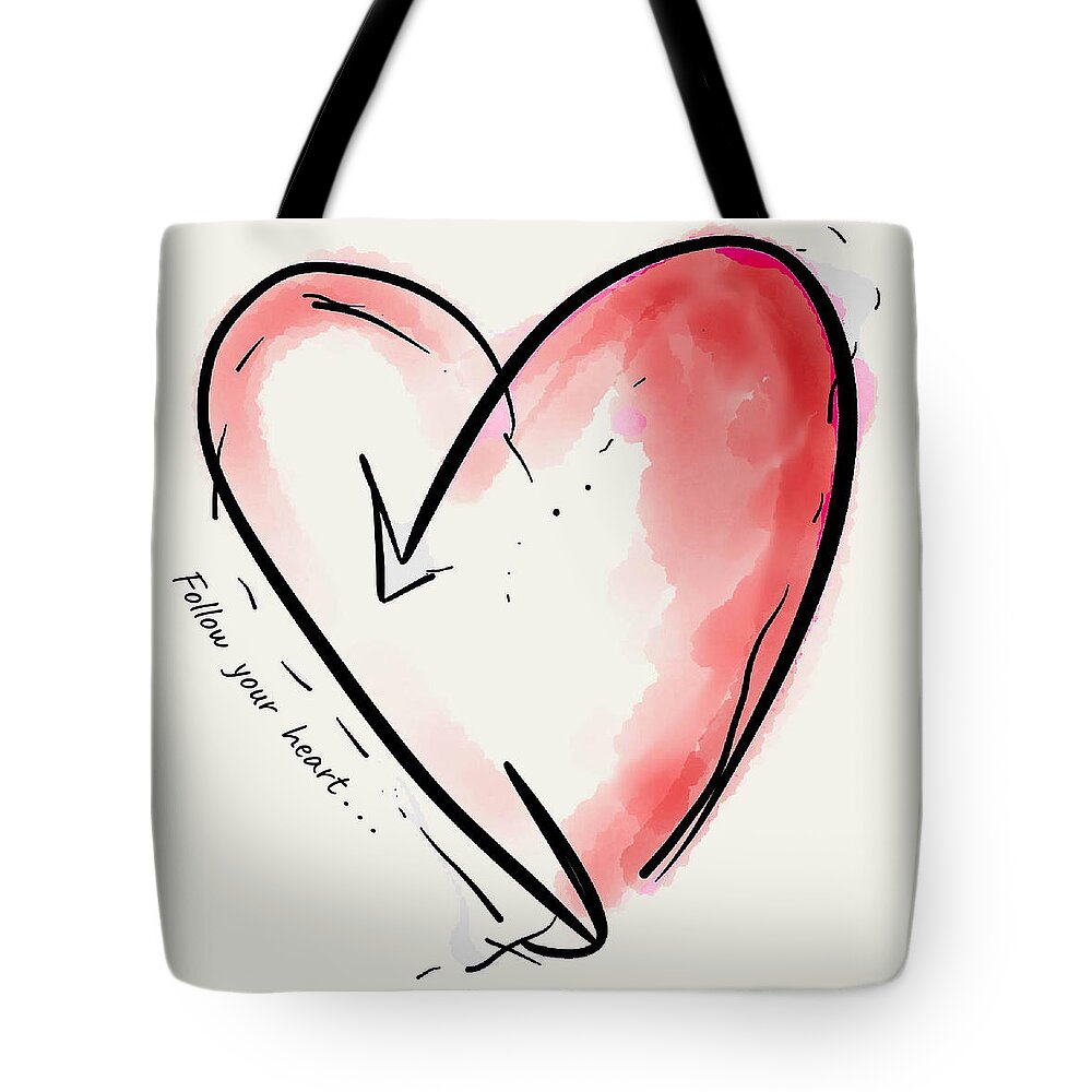 Heart Tote Bag featuring the digital art Follow Your Heart - 2021 by Jason Nicholas