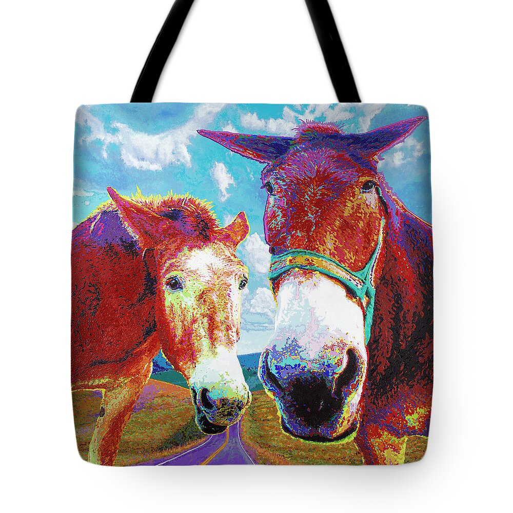 Mules Tote Bag featuring the painting Follow Your Muses by Darien Bogart