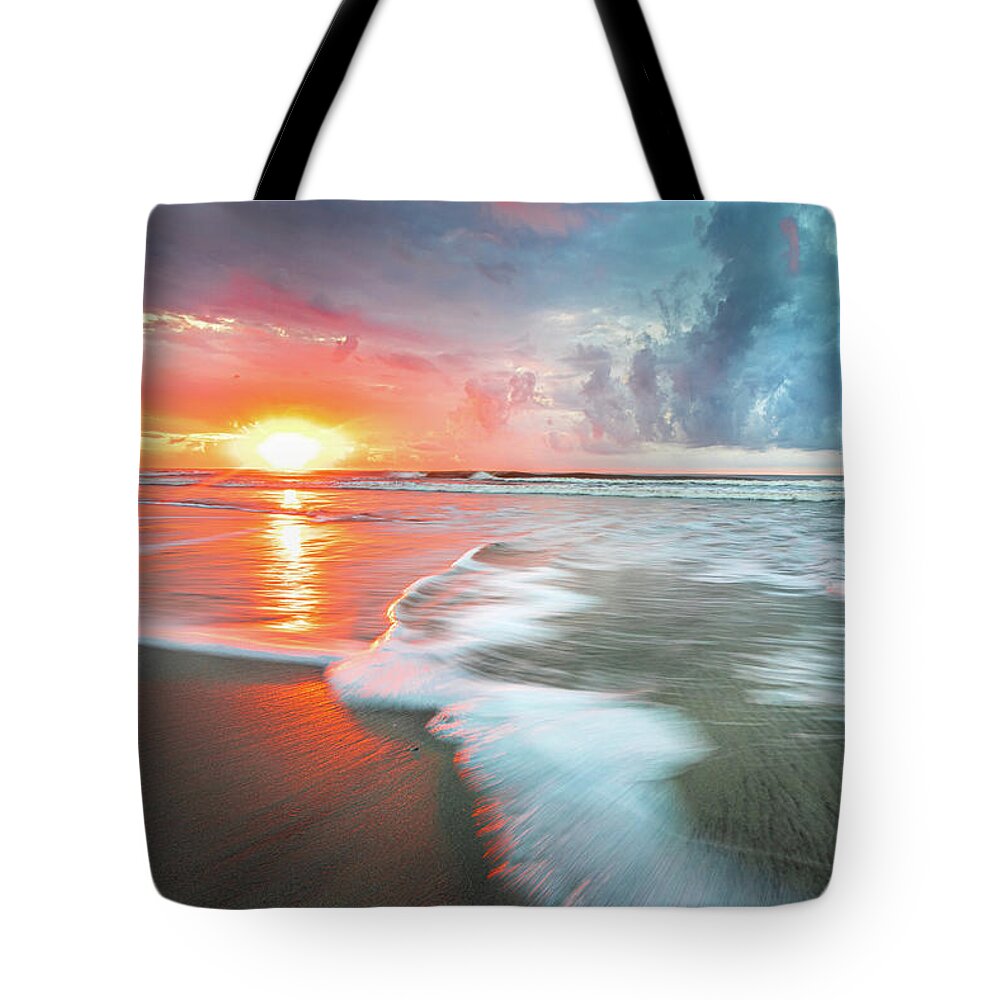 Folly Beach Tote Bag featuring the photograph Folly Beach Sunrise by Jordan Hill