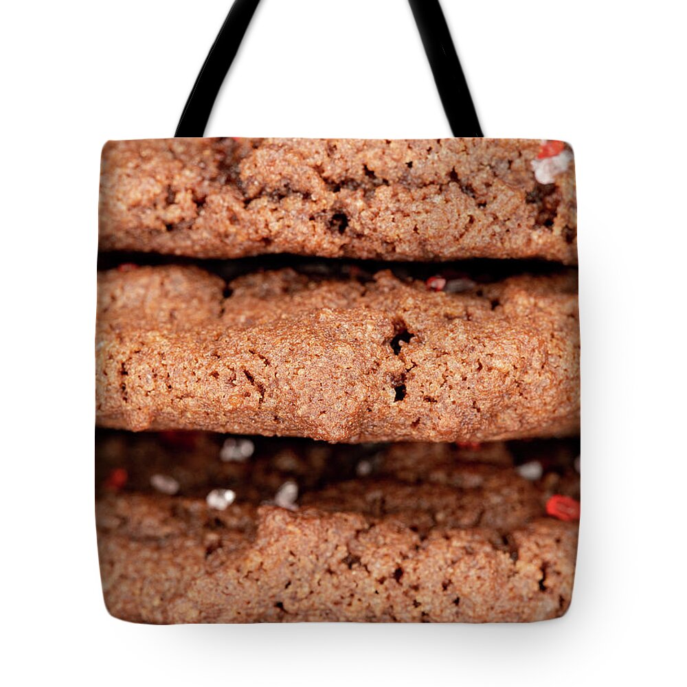 Brown Tote Bag featuring the photograph Food Photography - Chocolate Cookies by Amelia Pearn