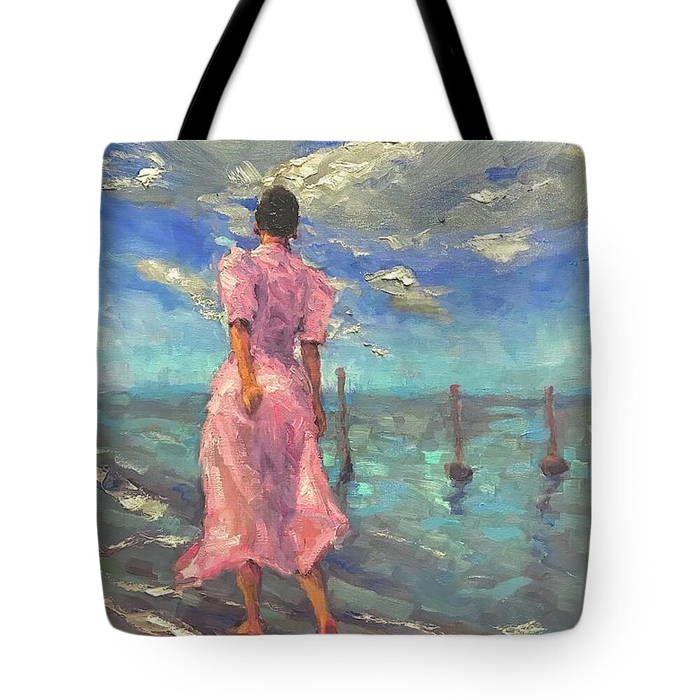 Female Tote Bag featuring the painting Footprints by Ashlee Trcka