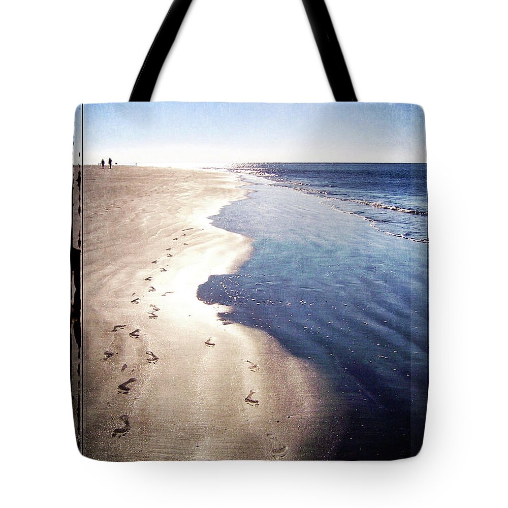 Hilton Head Island Tote Bag featuring the digital art Footprints In The Sand by Phil Perkins