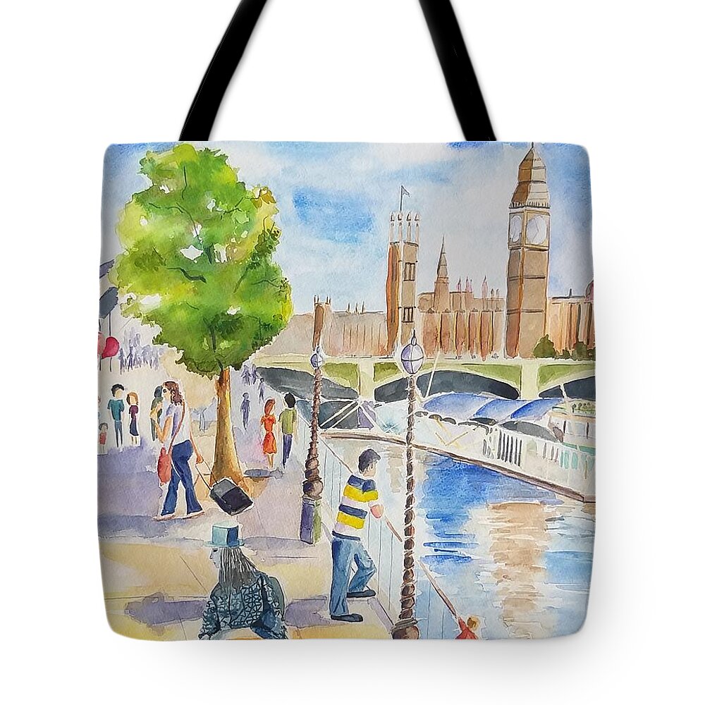 London Tote Bag featuring the painting For the gruel by Geeta Yerra