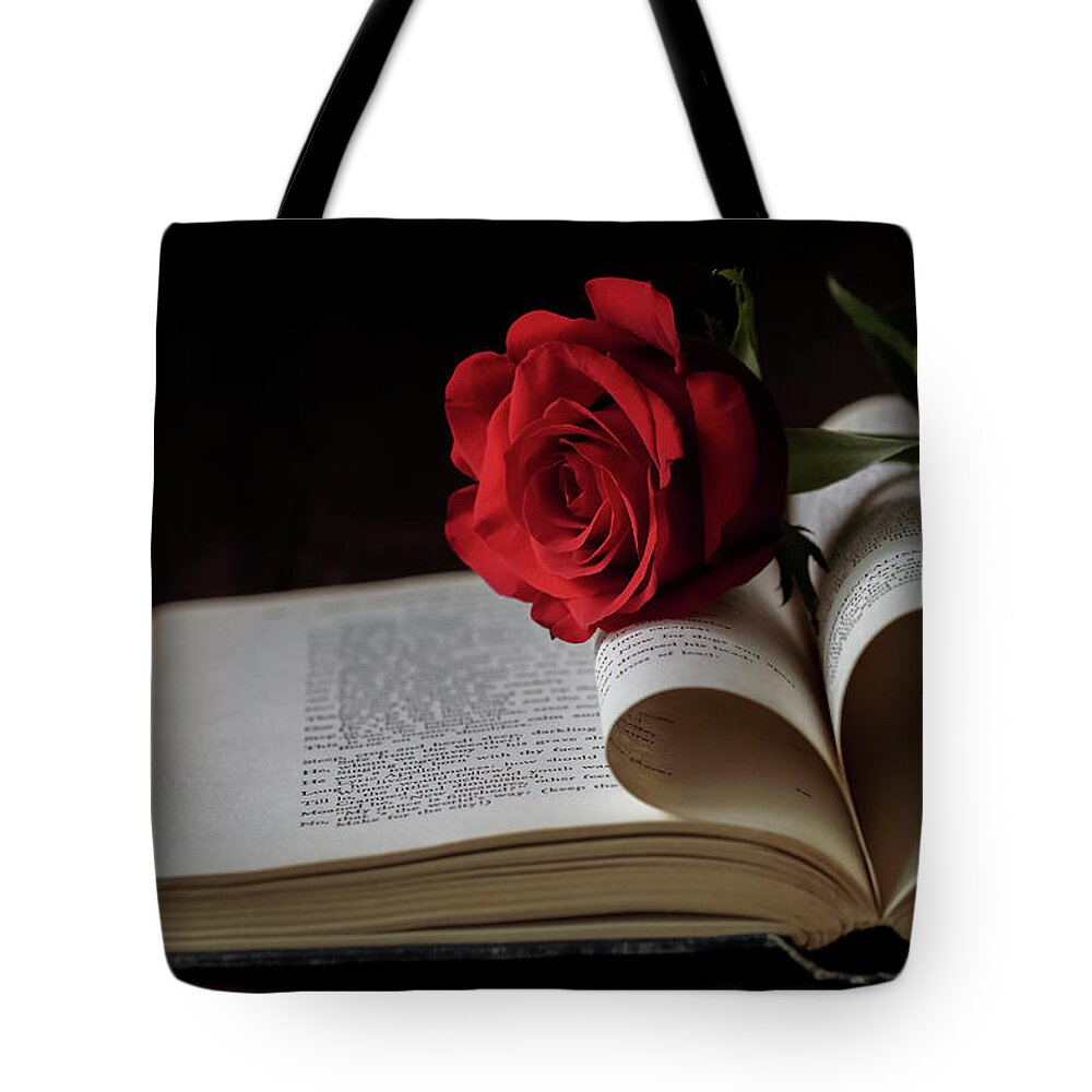 Rose Tote Bag featuring the photograph For the Love of Reading by Holly Ross