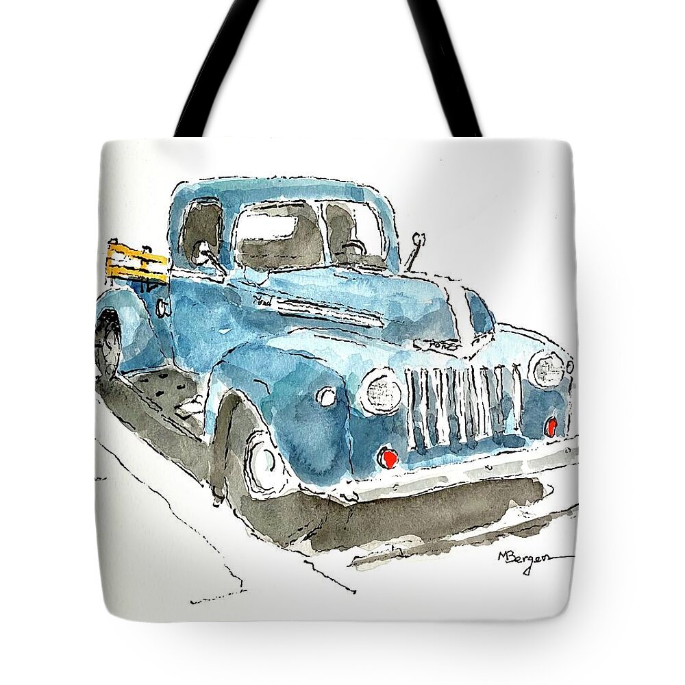 Ford Tote Bag featuring the painting Ford Truck 1940s by Mike Bergen