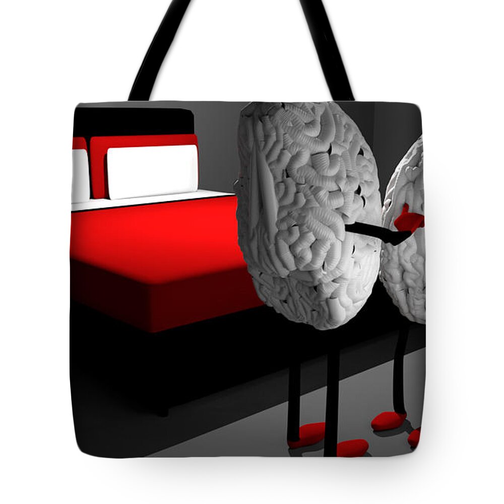Brain Tote Bag featuring the digital art Foreplay by Terrance Moore
