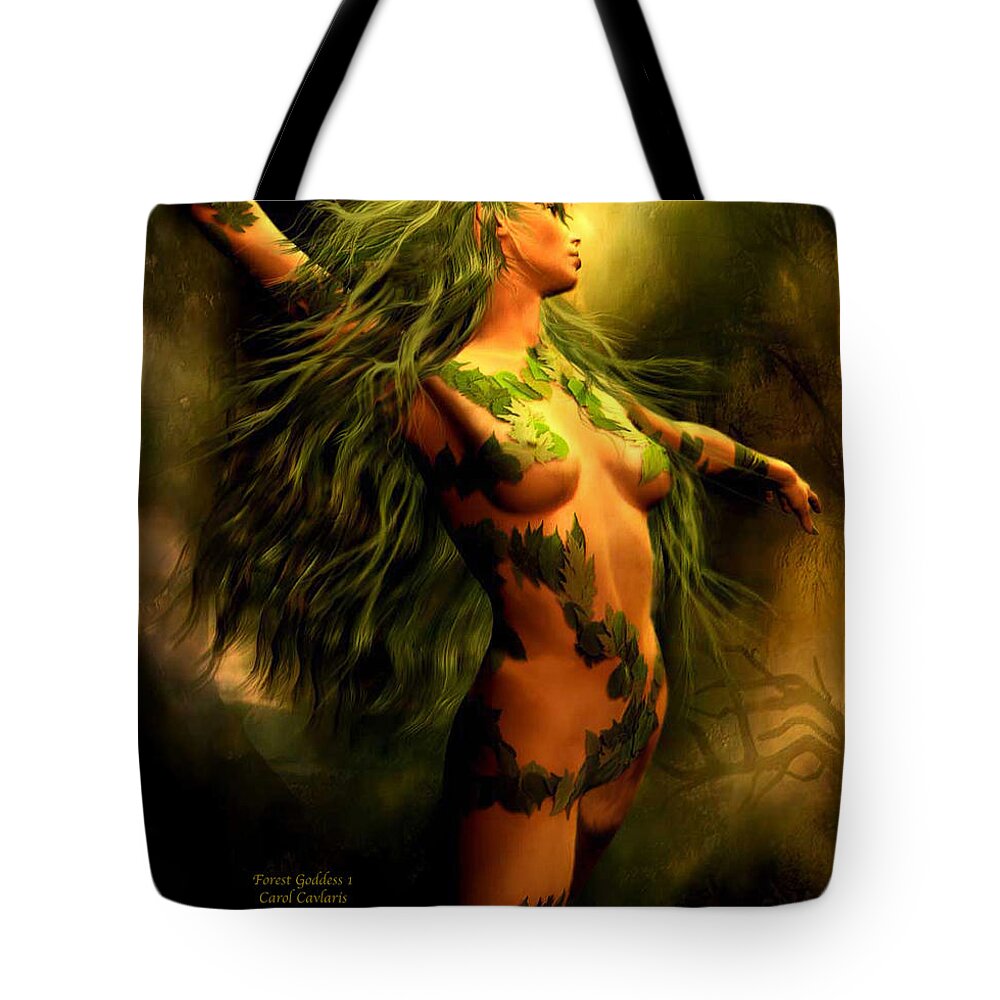 Goddess Tote Bag featuring the mixed media Forest Goddess 1 by Carol Cavalaris