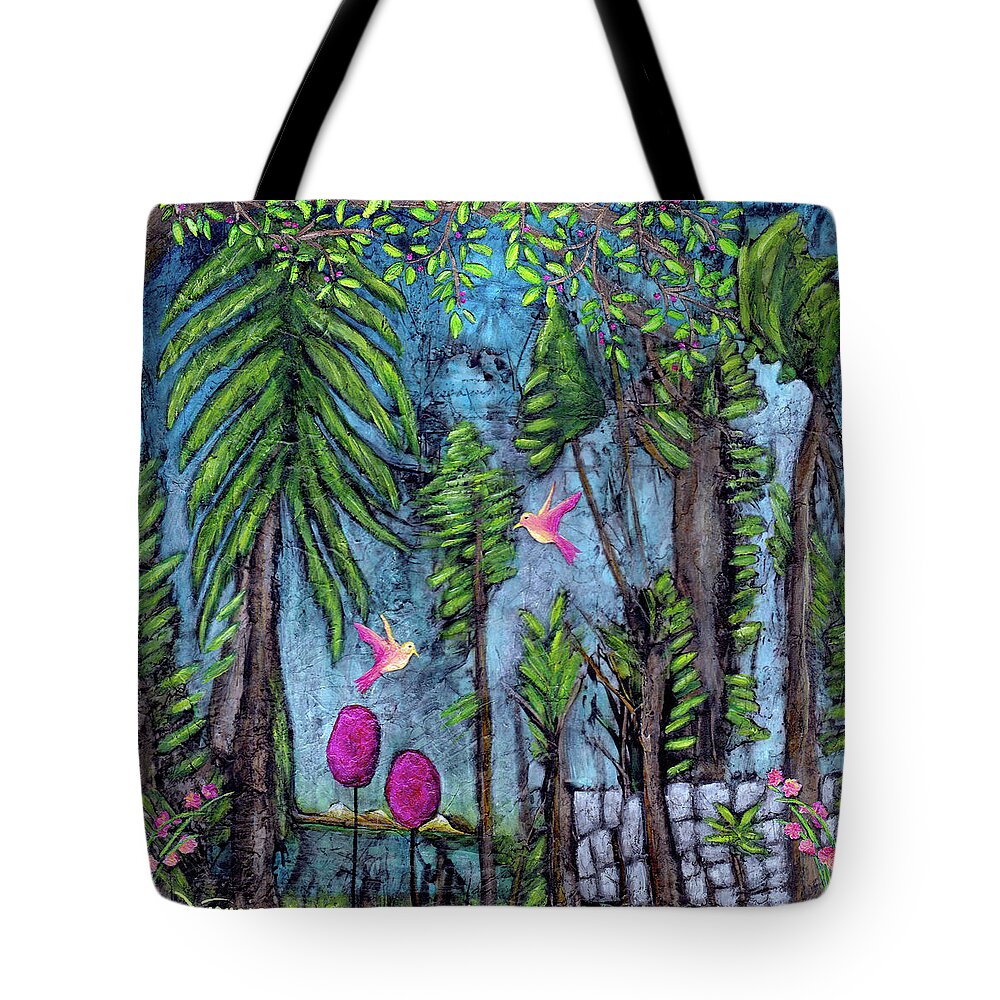Dreamscape Tote Bag featuring the painting Forest of Tranquility by Sunshyne Joyful
