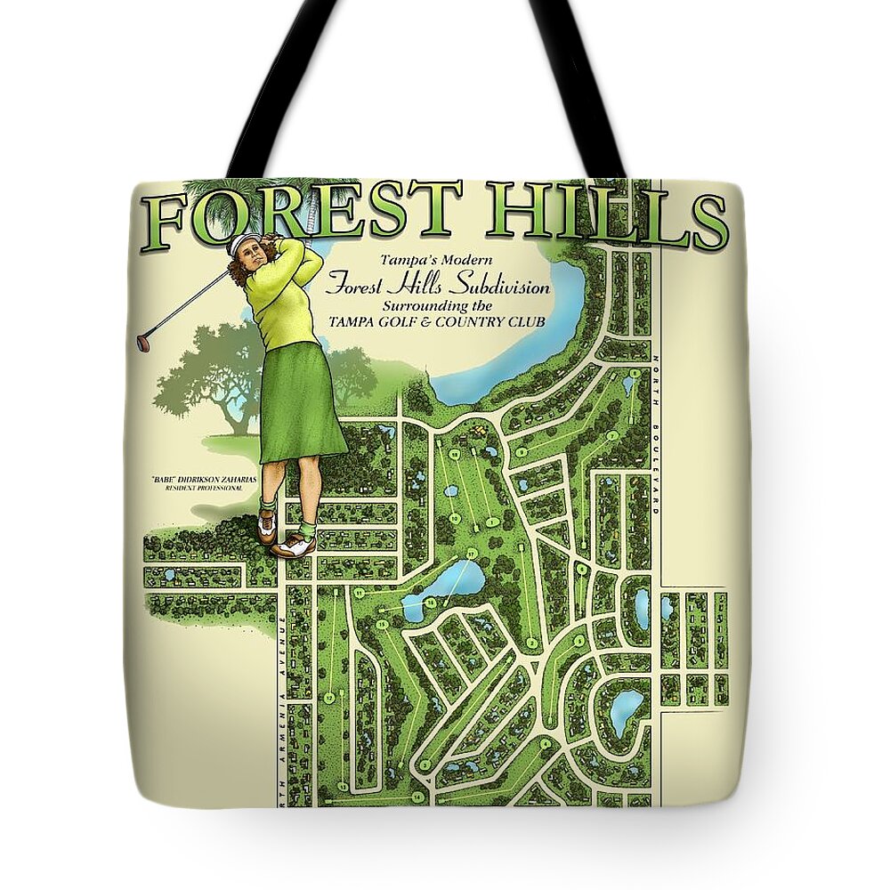 Tampa Tote Bag featuring the digital art Forest Hills by Scott Ross