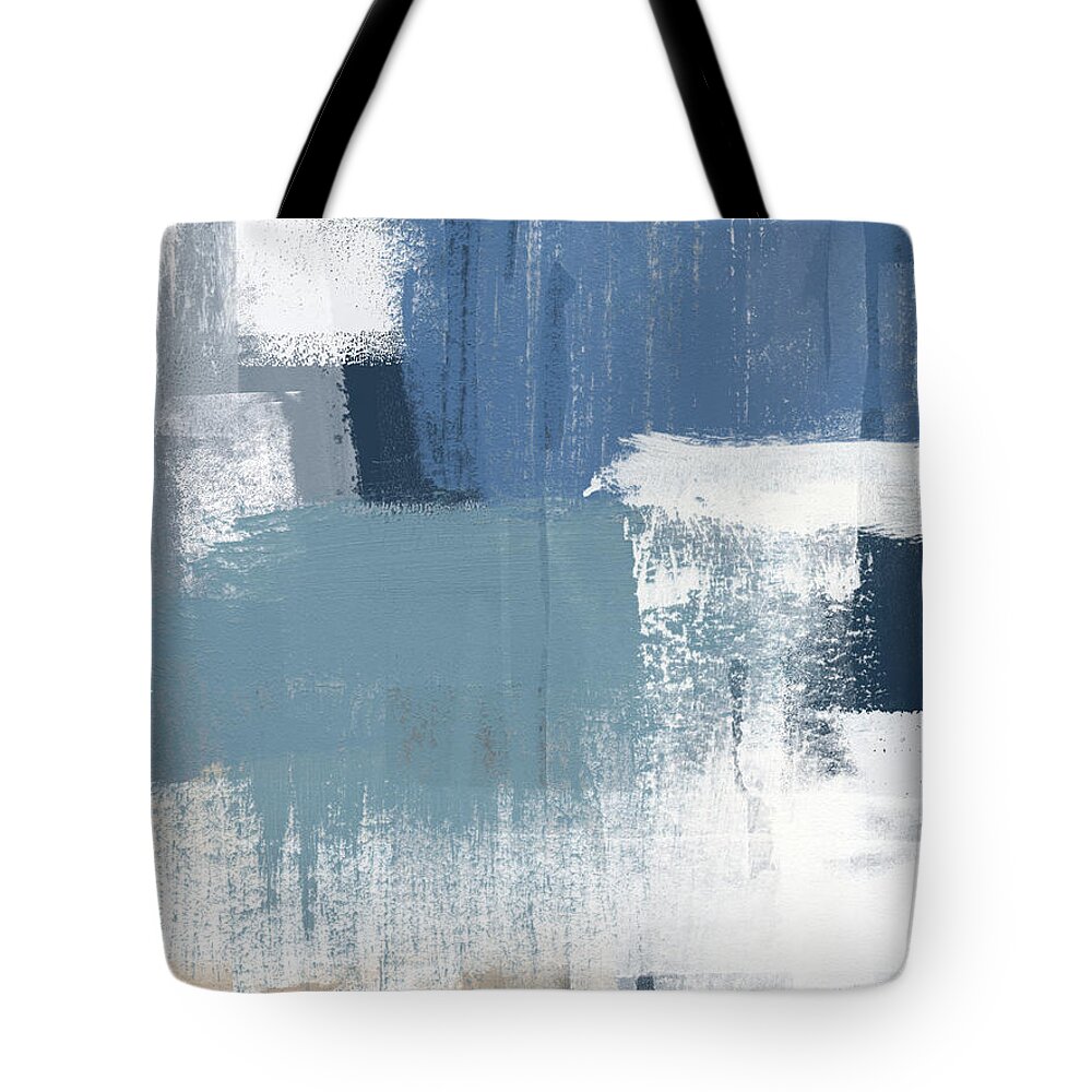 Abstract Tote Bag featuring the mixed media Forever In Blue 2- Art by Linda Woods by Linda Woods