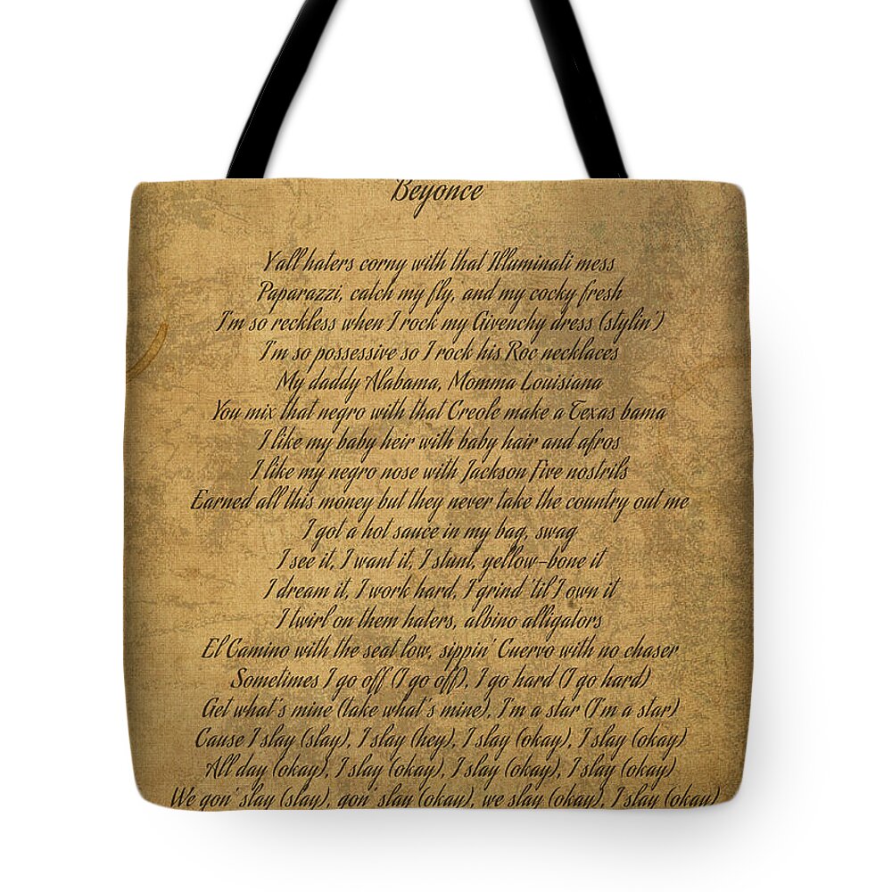 Formation by Beyonce Vintage Song Lyrics on Parchment Tote Bag by Design  Turnpike - Instaprints