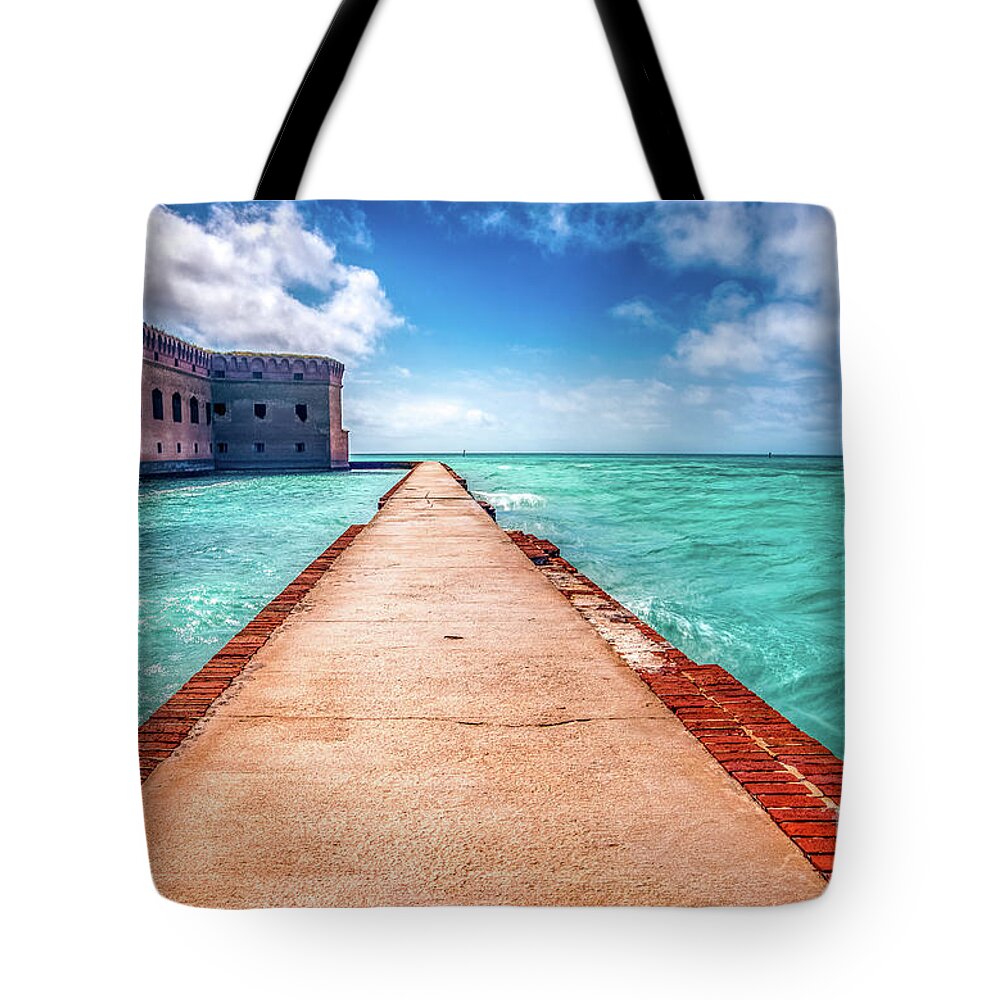 Water Tote Bag featuring the photograph Fort Jefferson Moat by Bill Frische