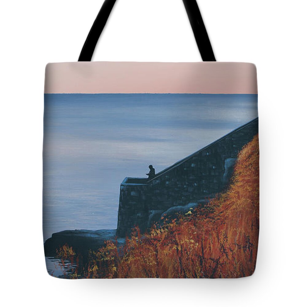Landscape Tote Bag featuring the painting Forty Steps to Solitude by Timothy Stanford