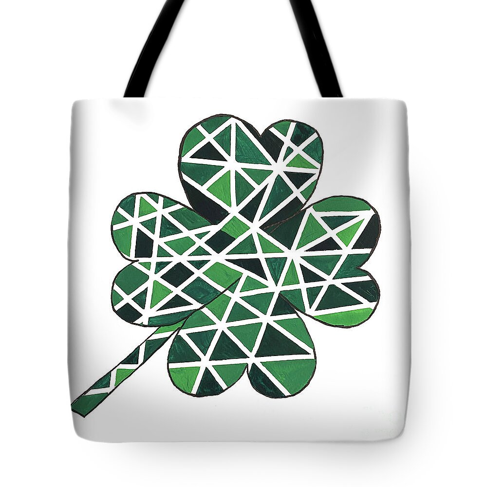Four Leaf Clover Tote Bag featuring the mixed media Four Leaf Clover by Lisa Neuman