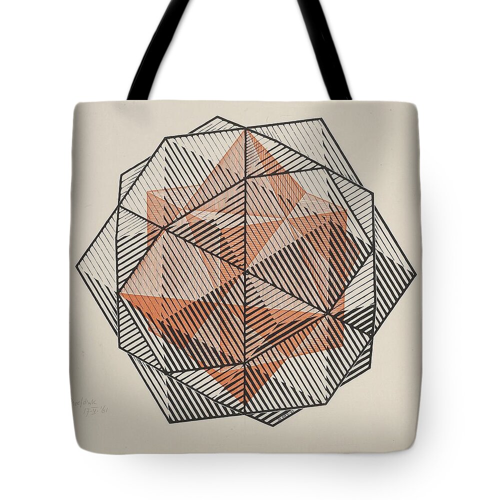 Geometric Tote Bag featuring the painting Four Regular Solids by MotionAge Designs