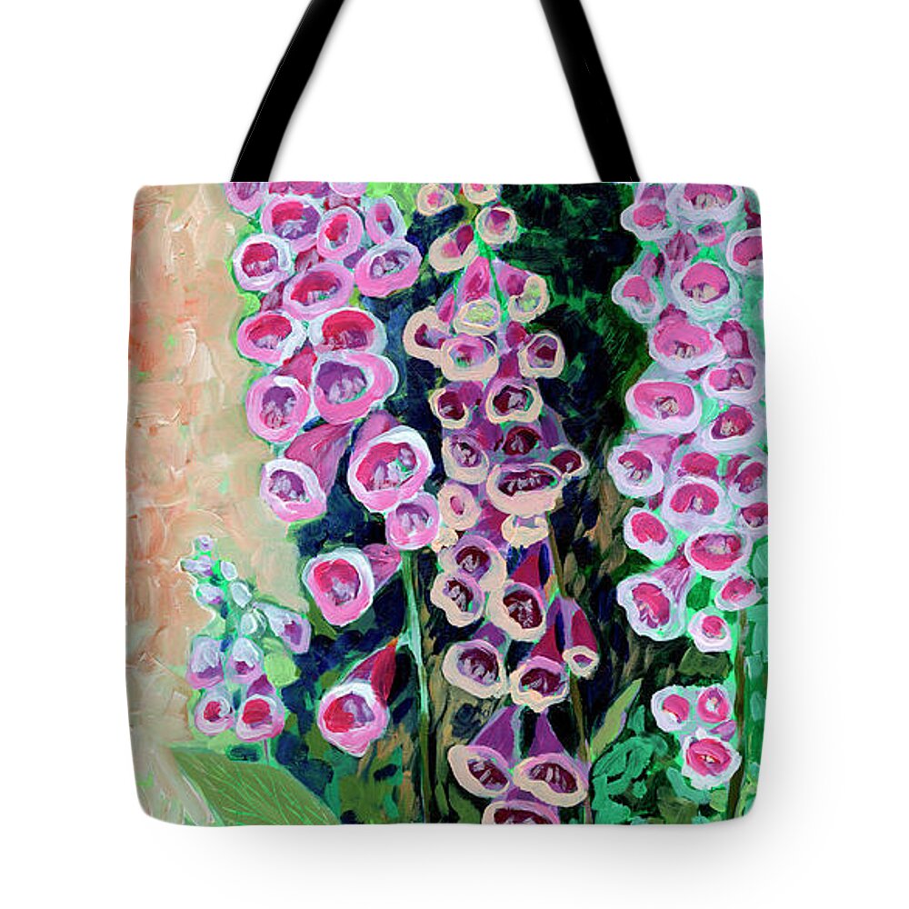 Plein Air Tote Bag featuring the painting Fox Gloves by Jennifer Lommers
