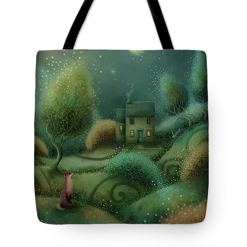 Landscape Tote Bag featuring the painting Fox Hill. by Joe Gilronan