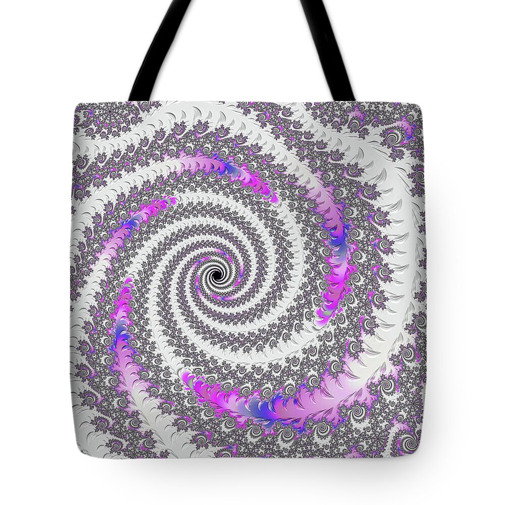 Fractal Tote Bag featuring the digital art Fractal Spirals Purple Orchid and Blue by Matthias Hauser