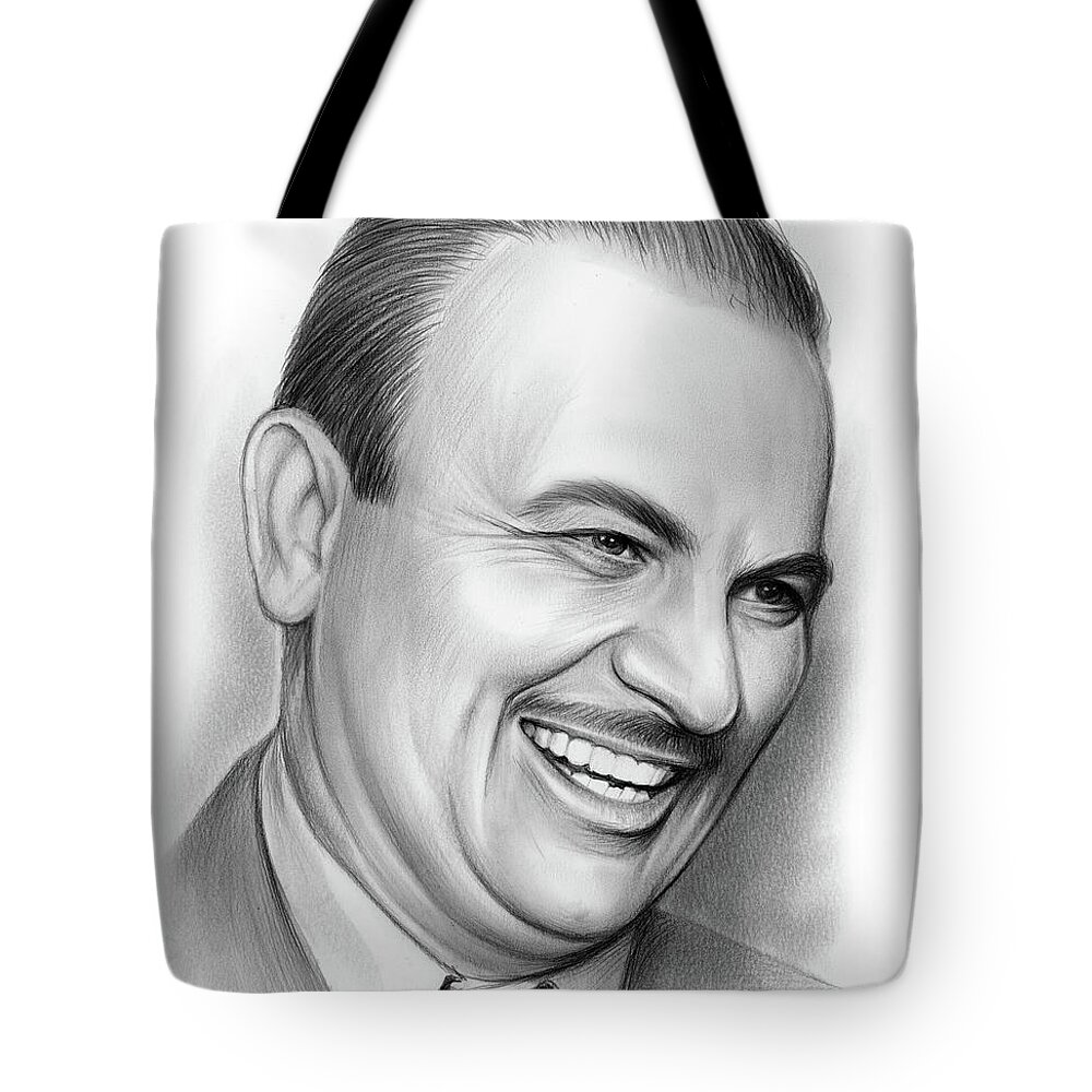 Frank Nelson Tote Bag featuring the drawing Frank Nelson by Greg Joens