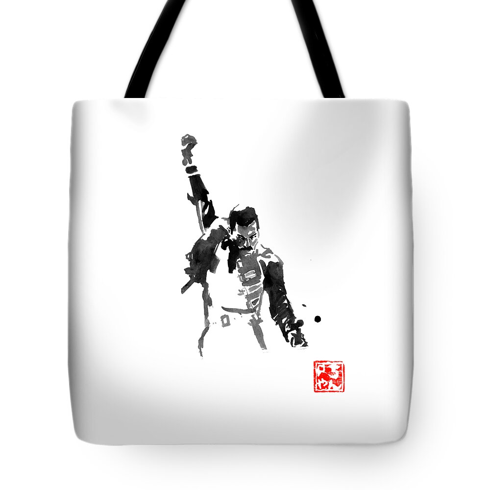 Freddy Mercury Tote Bag featuring the painting Freddy 03 by Pechane Sumie