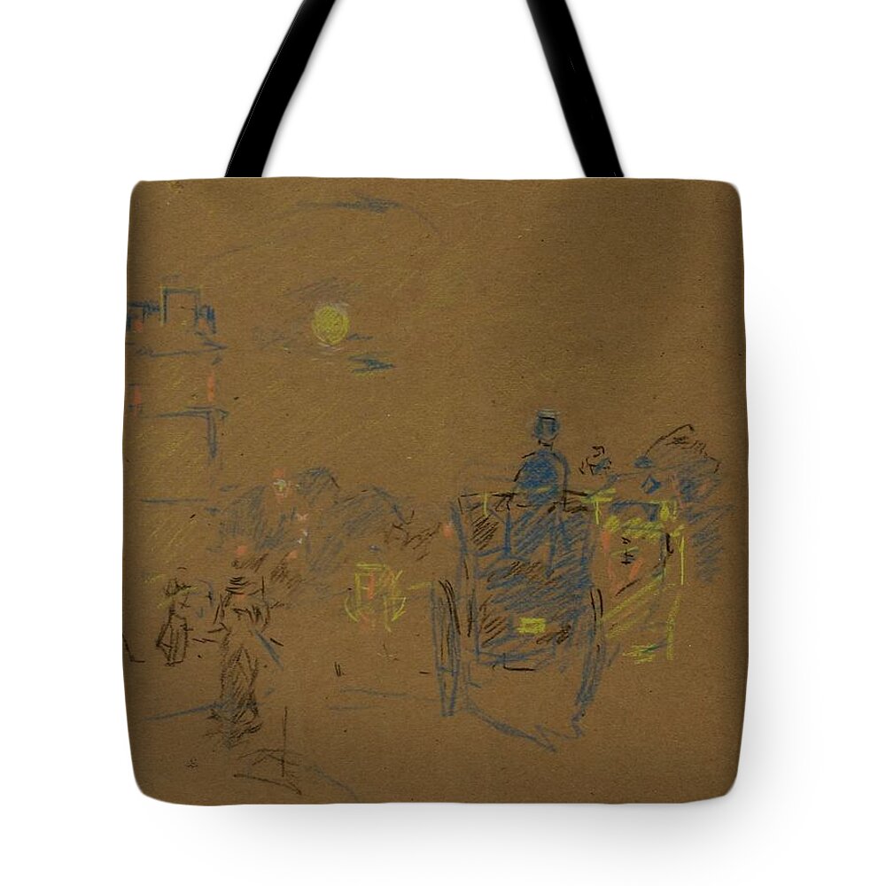 Frederick Childe Hassam 1859 1935 Hyde Park Corner Night Study 1898 Tote Bag featuring the painting Frederick Childe Hassam 1859 1935 Hyde Park Corner Night Study 1898 by Artistic Rifki