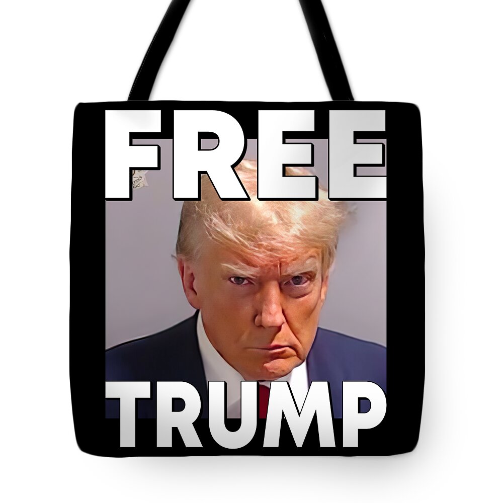 Cool Tote Bag featuring the digital art Free Trump Mugshot by Flippin Sweet Gear