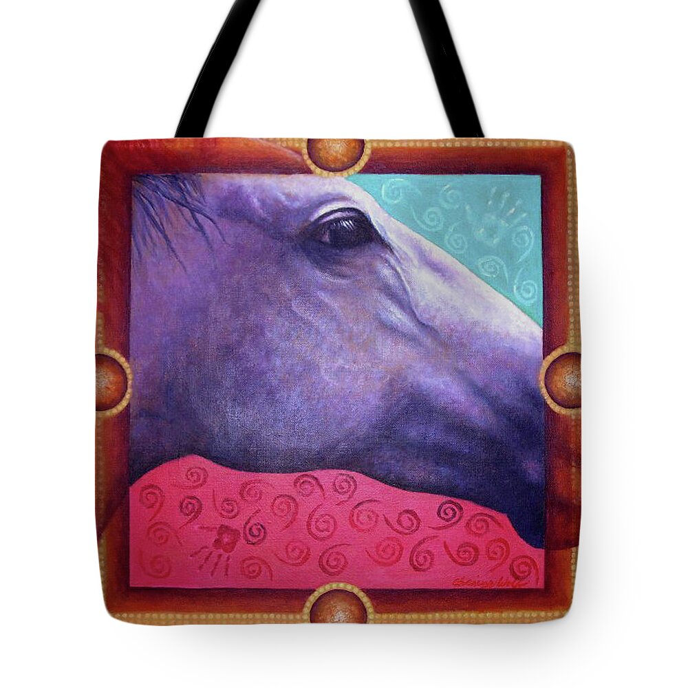 Native American Tote Bag featuring the painting Freedom by Kevin Chasing Wolf Hutchins