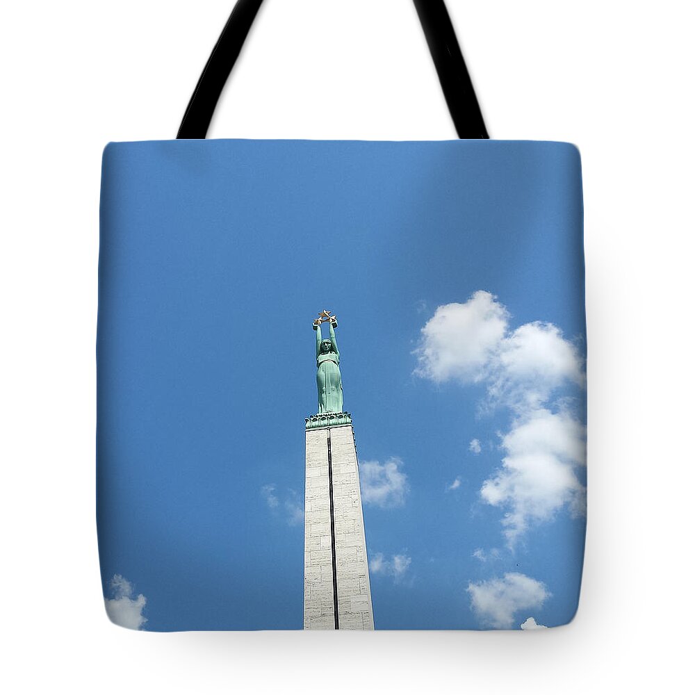 Freedom Tote Bag featuring the photograph Freedom Monument Riga Latvia Europe by Joelle Philibert