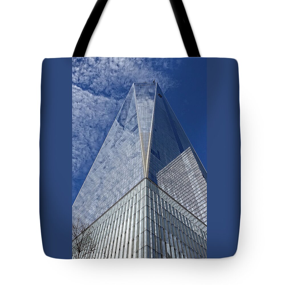 New York Tote Bag featuring the photograph Freedom Tower Reflections by Russel Considine