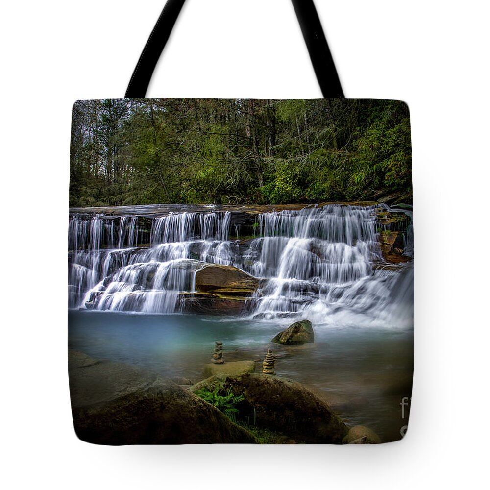 French Broad Falls Tote Bag featuring the photograph French Broad Falls at Living Waters by Shelia Hunt
