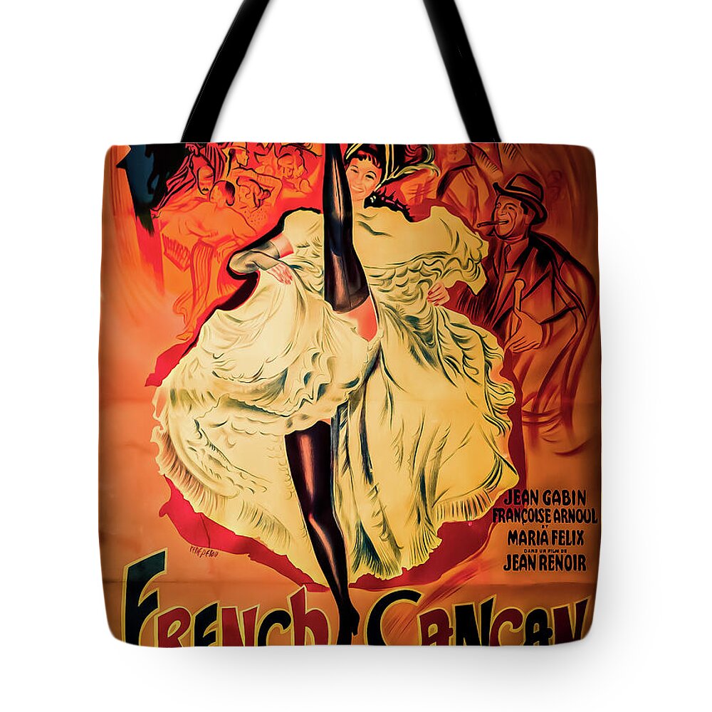 French Cancan Tote Bag featuring the photograph French Cancan Vintage Movie Poster Directed by Jean Renoir by M G Whittingham