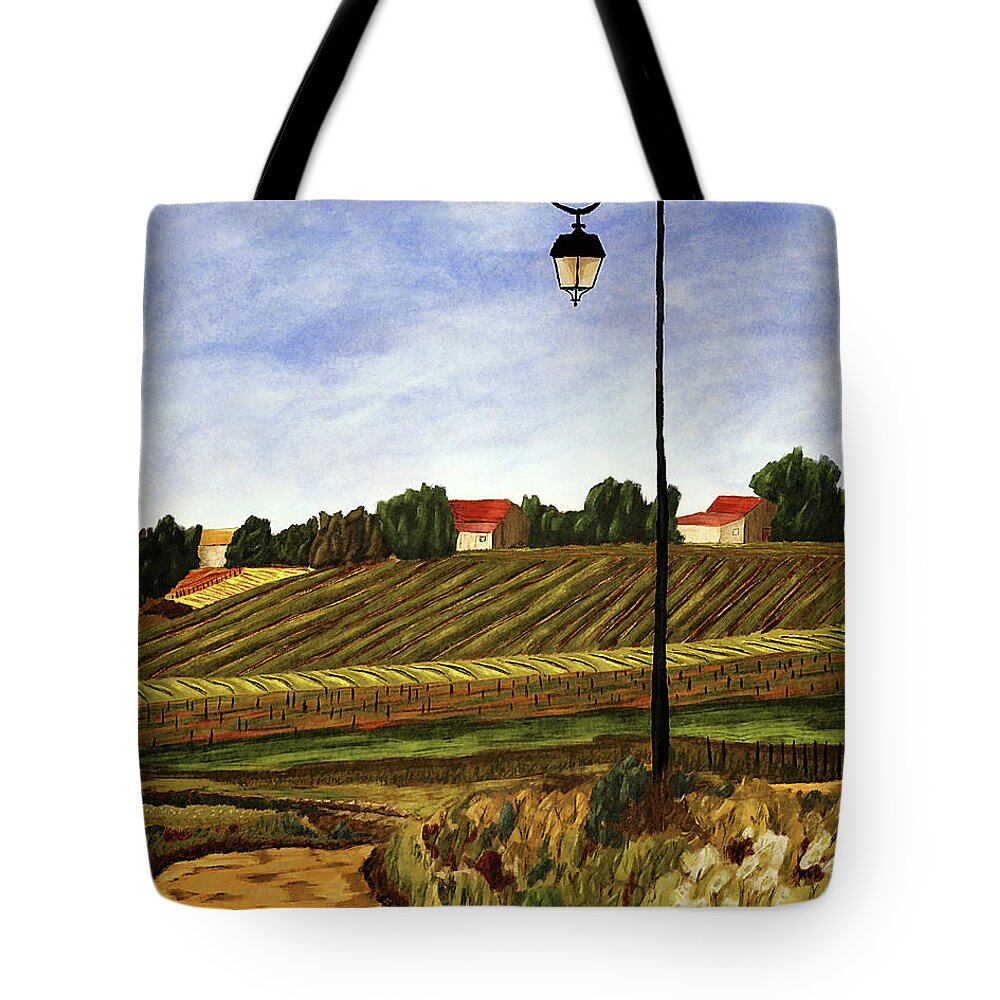 Wine Tote Bag featuring the digital art French Countryside by Ken Taylor