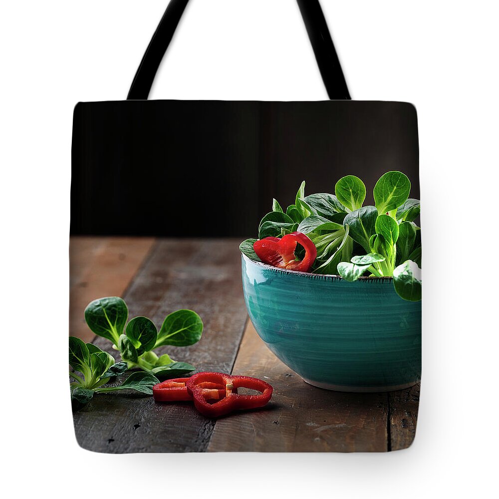 Corn Salad Tote Bag featuring the photograph Fresh Corn Salad by Nailia Schwarz