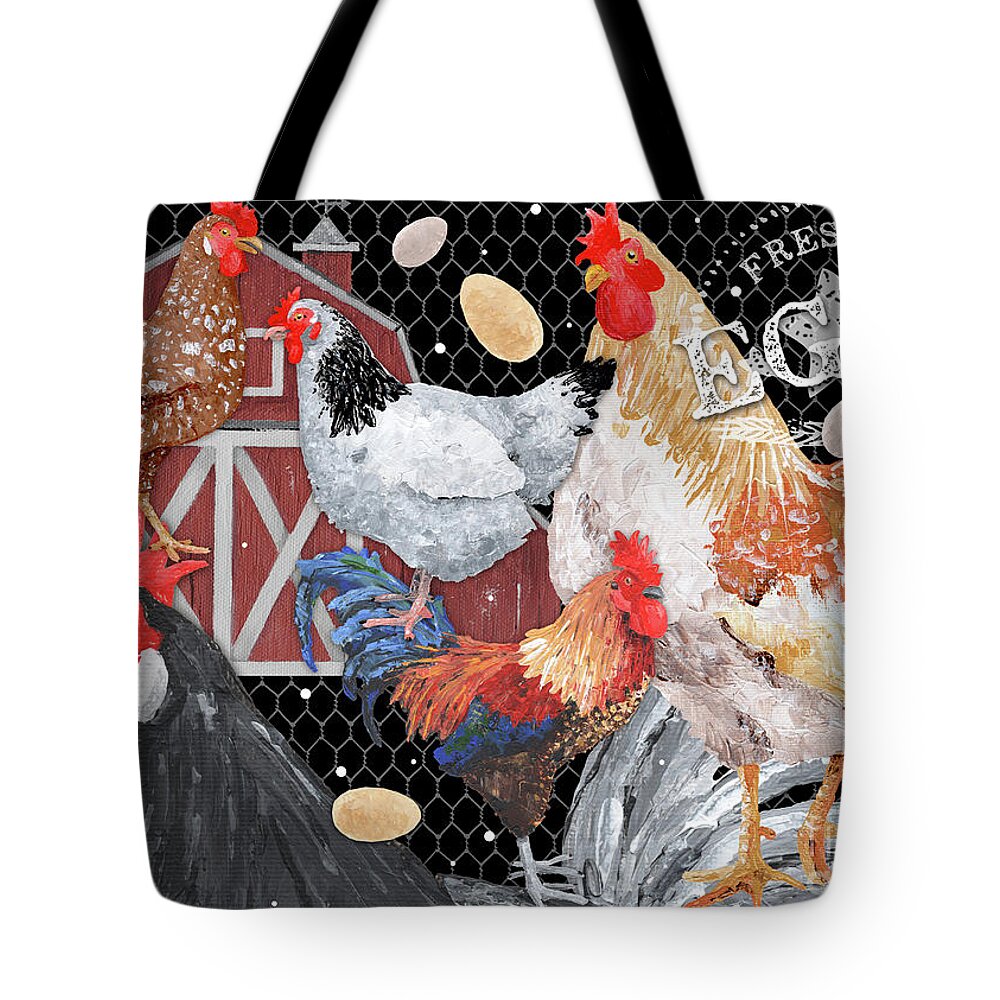 Chickens Tote Bag featuring the painting Fresh Eggs - Chickens by Annie Troe