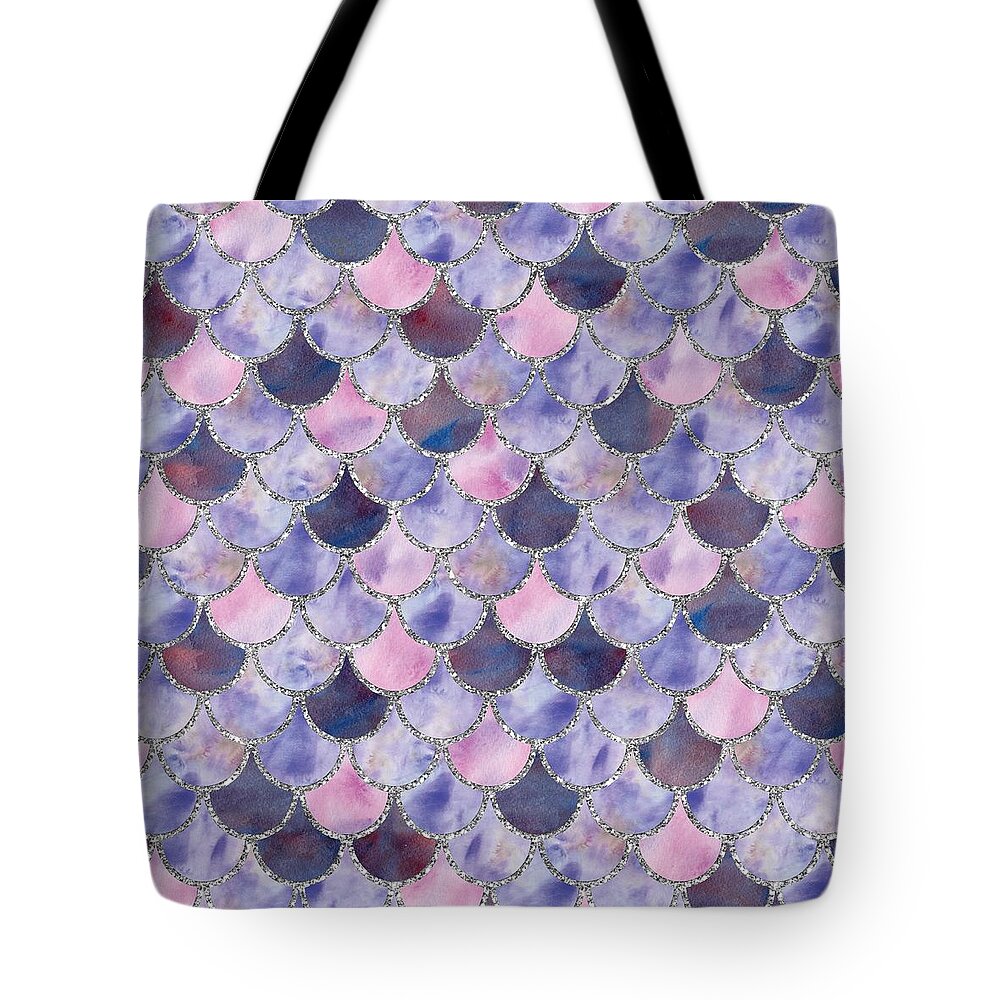 Mermaid Tote Bag featuring the digital art Fresh Purple Mermaid Scales by Sambel Pedes