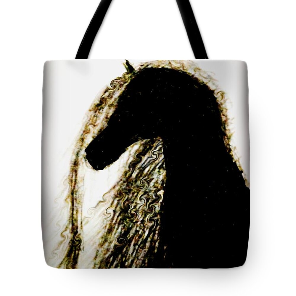 Fresian Tote Bag featuring the drawing Fresian Shadow by Anna Adams