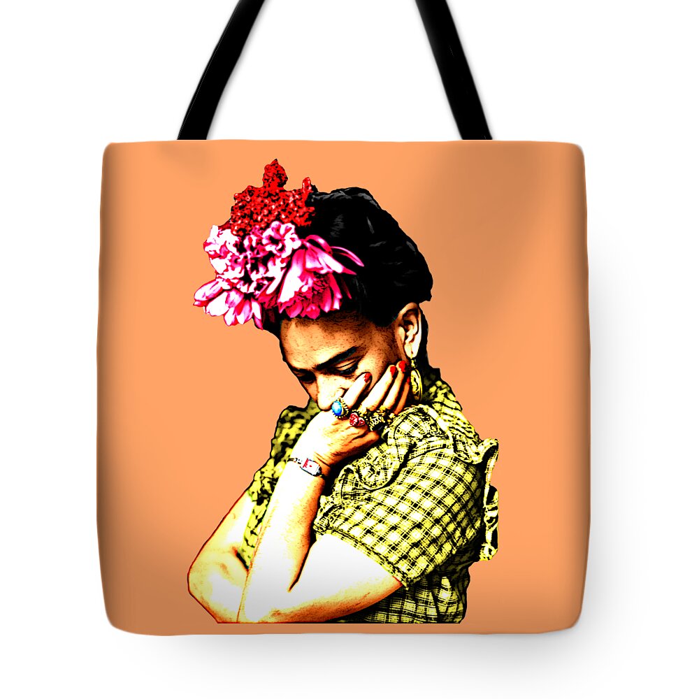 Frida Kahlo Tote Bag featuring the digital art Frida Kahlo portrait by Madame Memento