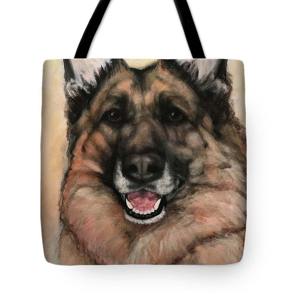 Dog Tote Bag featuring the painting Friend by M J Venrick