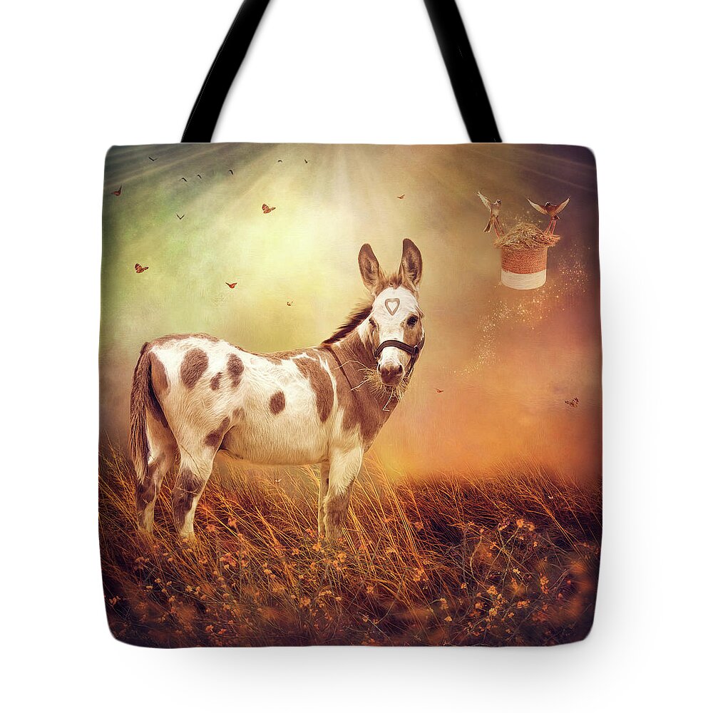 Donkey Tote Bag featuring the digital art Friends in High Places by Nicole Wilde