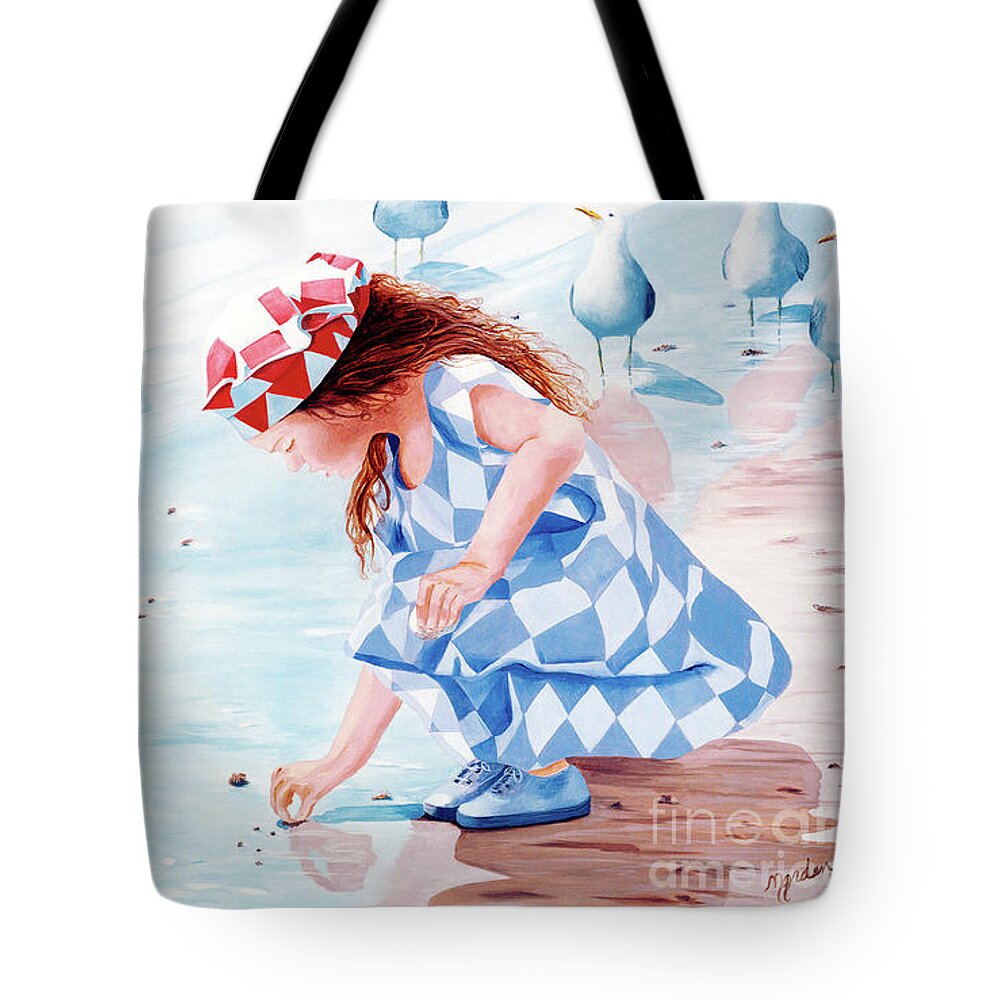 Little Girl Art Tote Bag featuring the painting FRIENDS -prints of oil paintings by Mary Grden