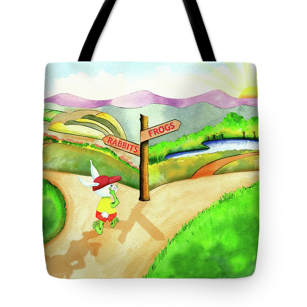 Frobbit's Family Children's Book Illustration. Tote Bag featuring the painting Frobbit's Family Pg. 14 by Phyllis London