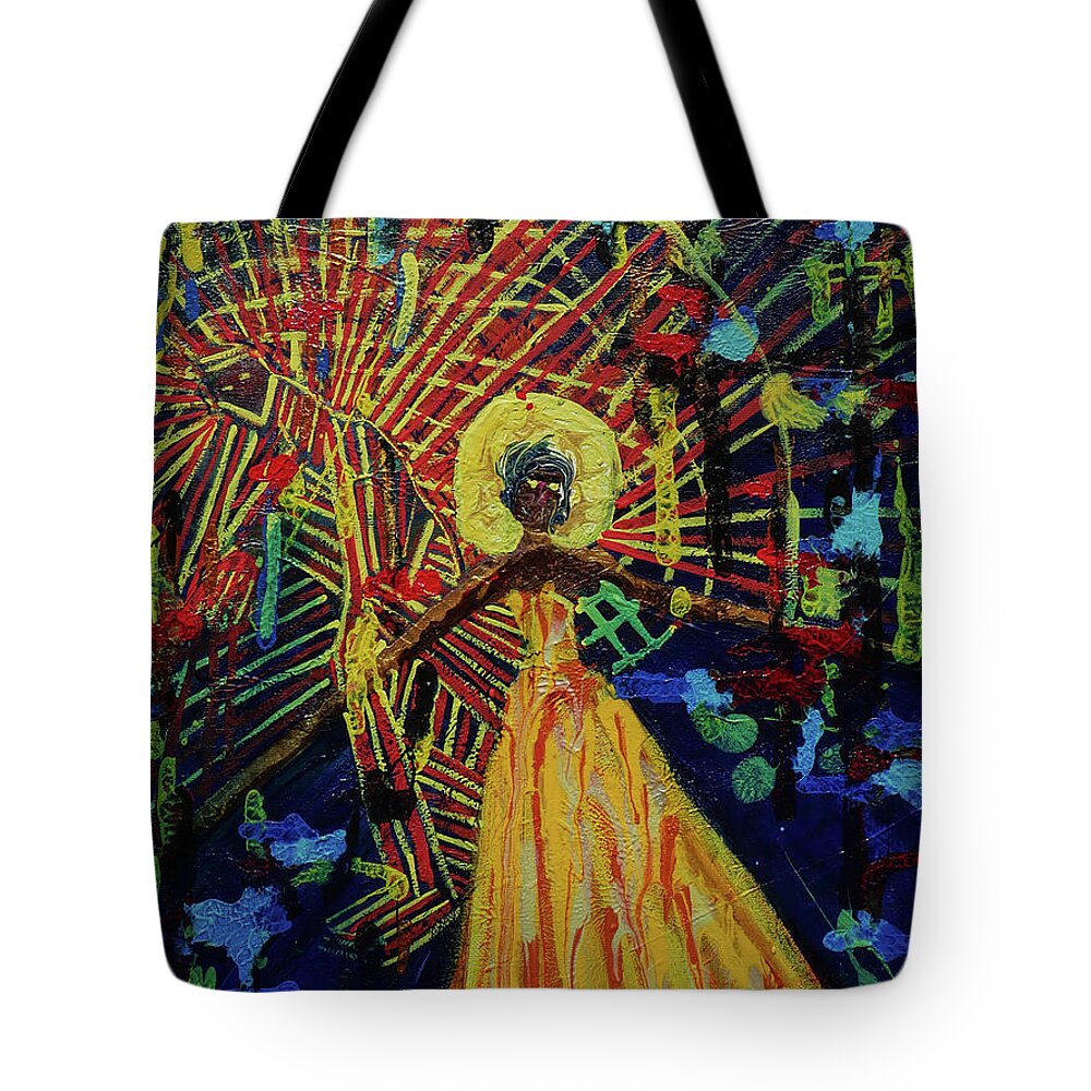 He Sees Her From Afar... Tote Bag featuring the painting From Afar by Tessa Evette