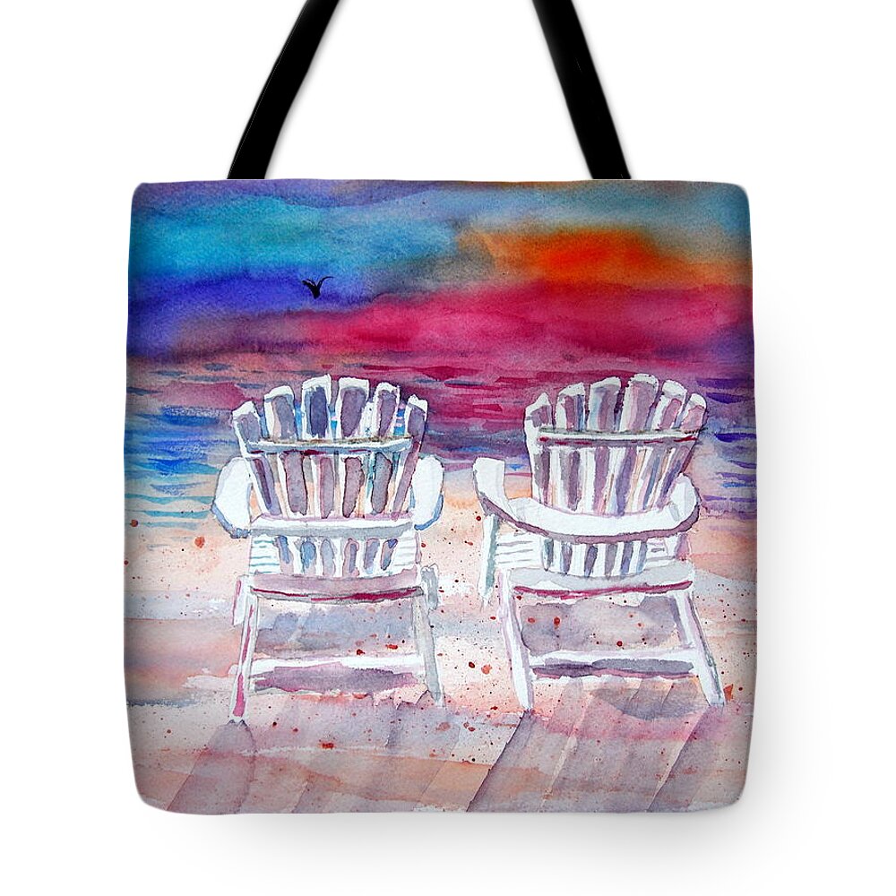 Sunset Tote Bag featuring the painting Front Row Seats by Jacquelin Bickel