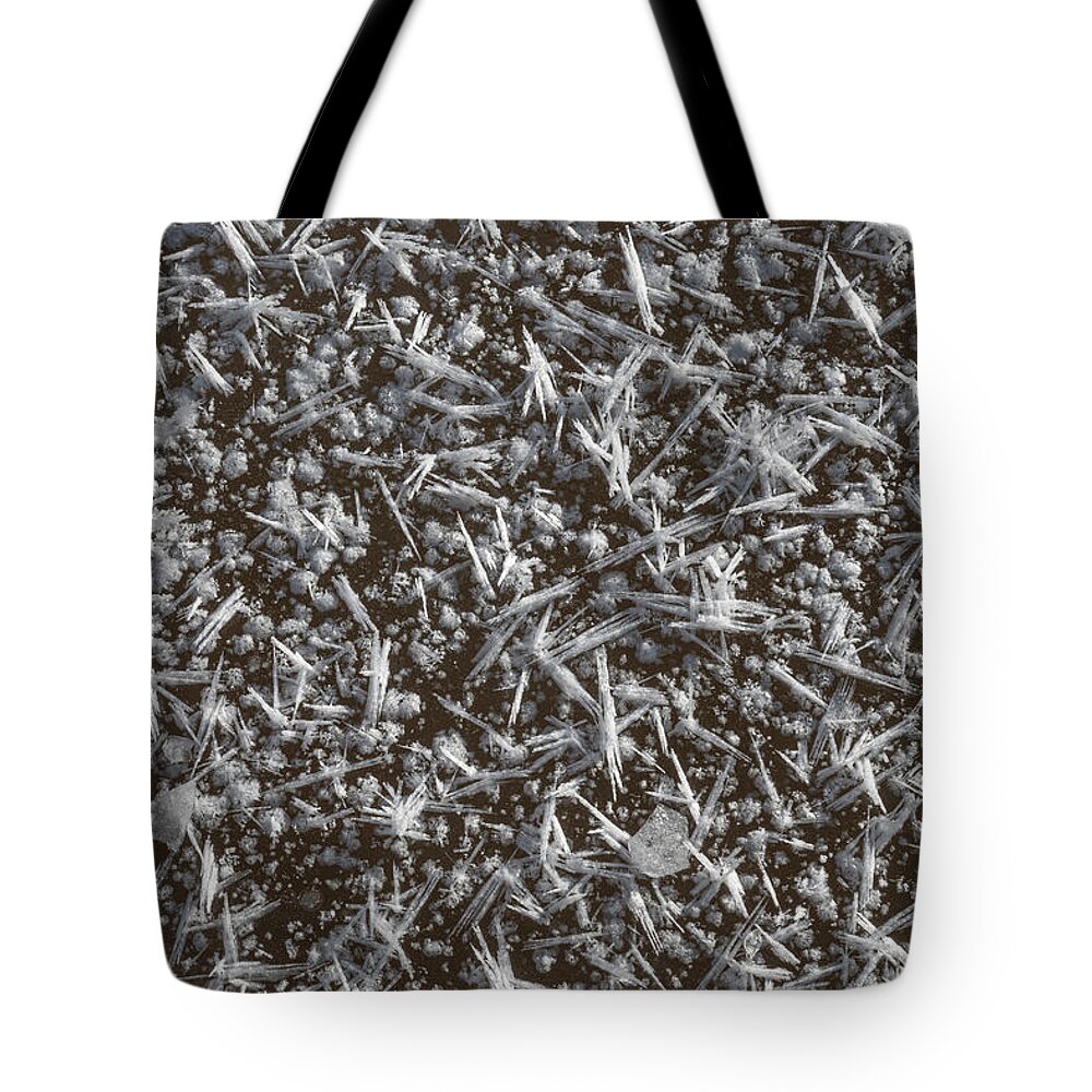 Frost Tote Bag featuring the photograph Frost Pattern Background by Karen Rispin