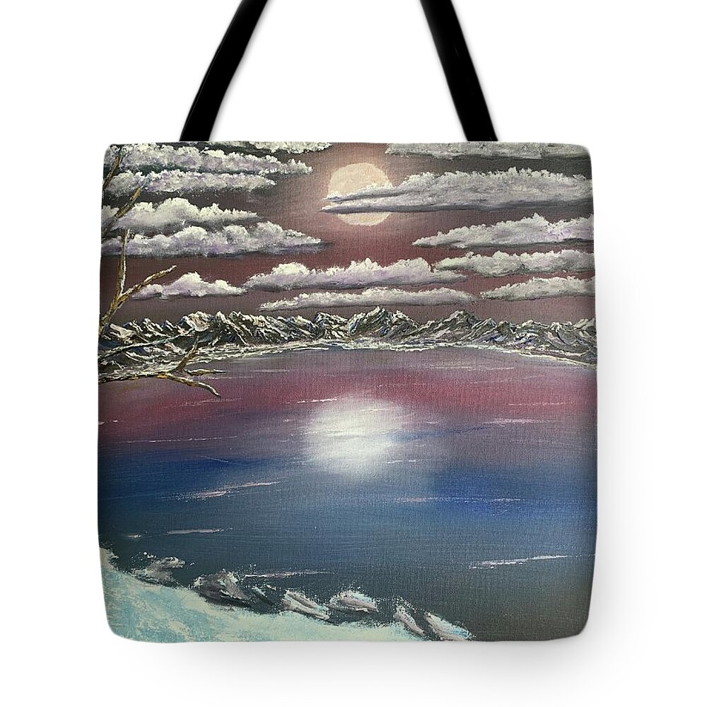 Winter Tote Bag featuring the painting Frozen by Lisa White